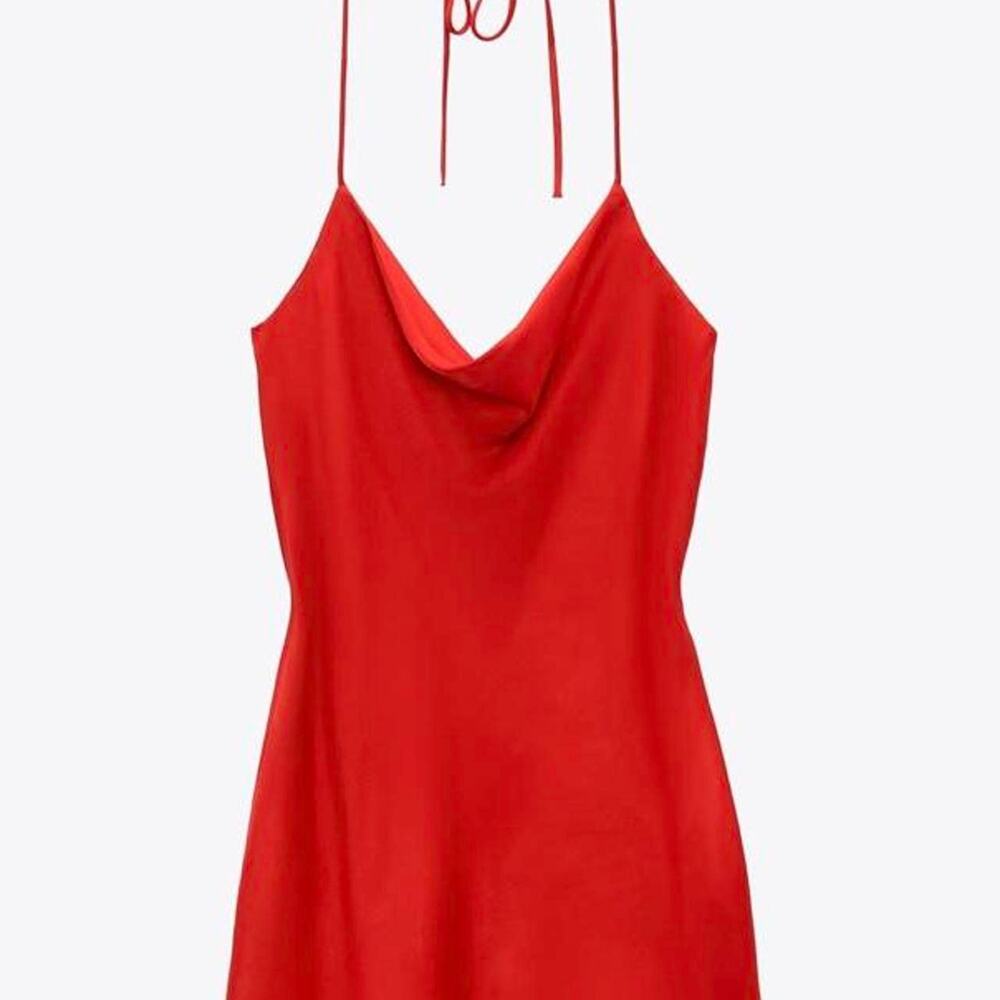 Red zara halter neck mini dress